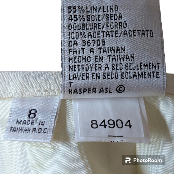 Kasper & Company ASL Designer Career Skirt Womens Sz 8 Off White Lined Zip Up - Picture 7 of 9
